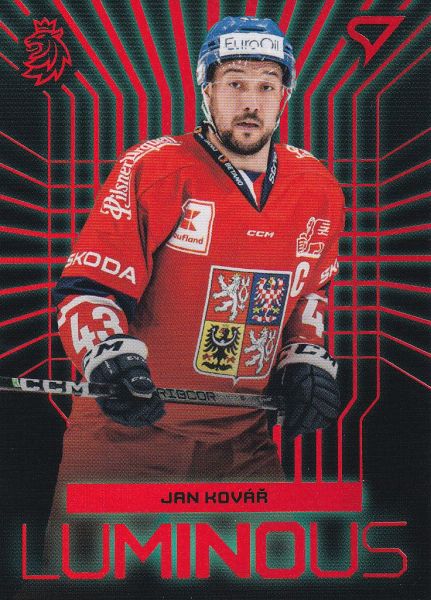 insert karta JAN KOVÁŘ 23-24 SZ Hokejové Česko Luminous Red číslo LS-20
